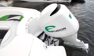 Co-developed with Florida’s ReGen Nautic, the electric-powered E Fusion puts out a stout 180 hp, with an eight-hour recharging time.