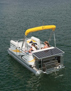 Apex Marine’s Paddle Qwest offers an optional electric motor that can be powered in part by the sun.