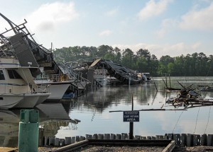 Massive tornado damage at Alred Marina in the wake of one of the largest tornado outbreaks ever recorded.