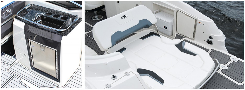 Monterey has focused on adding versatility to its boats with convertible seating options for additional passenger space or an optional wet bar, as shown on its 288SS.