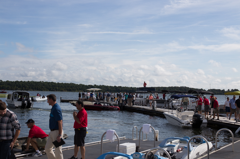 More than 35 boats were on the water, giving dealers a chance to ride with the new engines. 