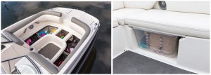 Bayliner maximizes interior space by minimizing gunnel width, which affords a more open boat on the inside and provides more seating capability.
