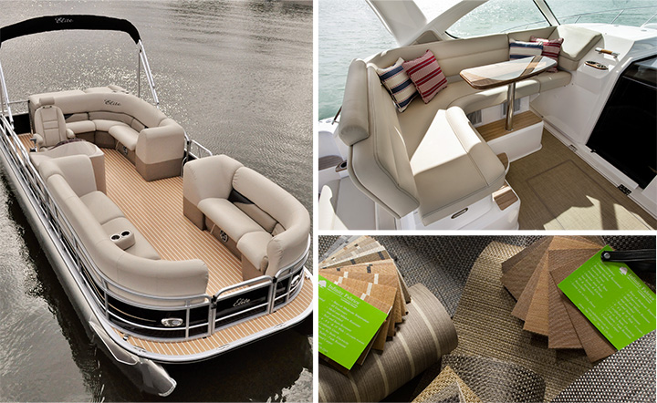 Infinity luxury woven vinyl started with a vinyl facing for flooring, but will now also be moving into upholstery and bimini tops.