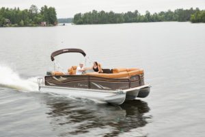 The new Chocolate rail and Caramellow color options, as seen on the Intrigue model. Photo provided by Premier Marine.