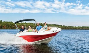 The options and amenities available on deck boats are driving the shift from smaller bowriders.