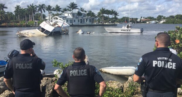 Broward County Officers observe a derelict vessel in an area lake.