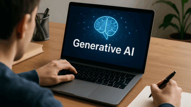 Generative AI text on computer screen